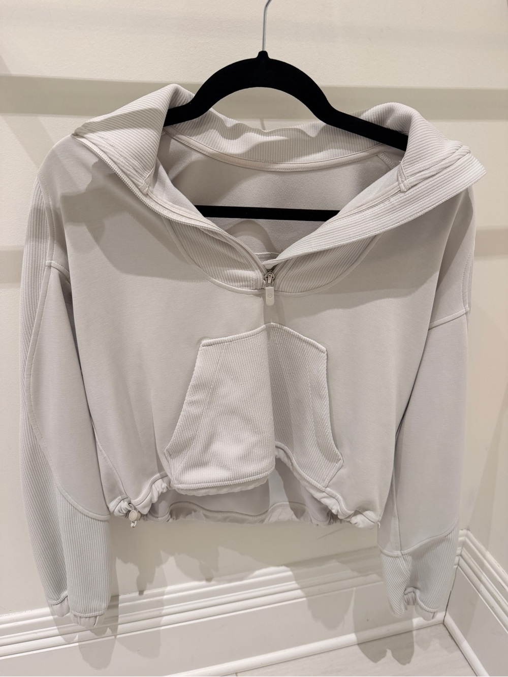 lululemon athletica Light Gray Cropped Half-Zip Hoodie